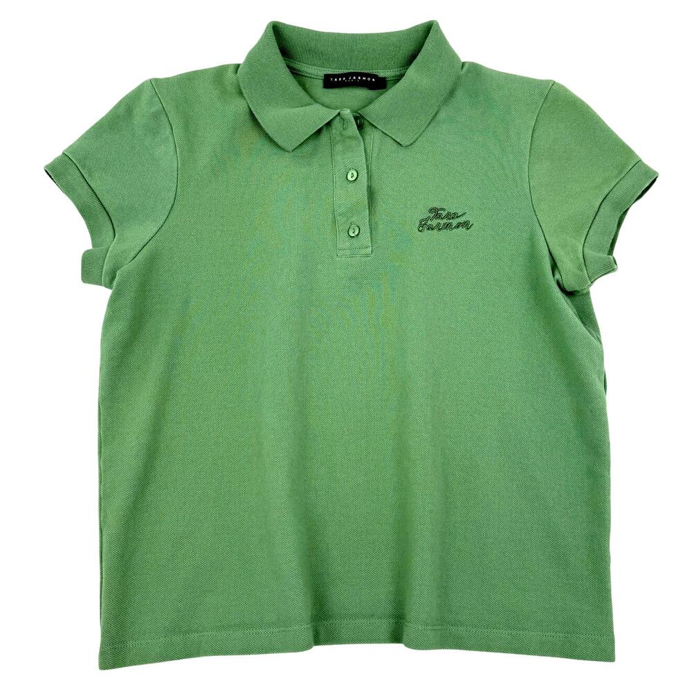 Tara Jarmon Paris Tammy Polo Shirt Cotton Green Short Sleeve Preppy EU/FR 36